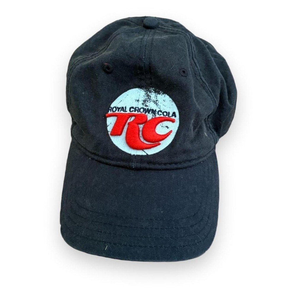 Vintage Royal Crown Cola RC Black Embroidered Logo Baseball Hat Cap Drew Pearson